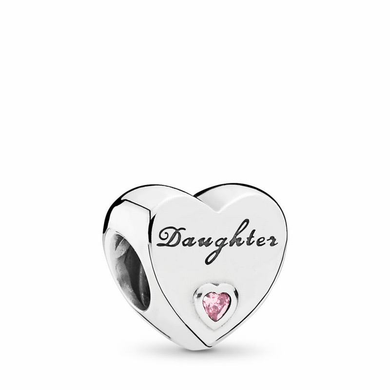 Pandora Daughter's Love Charm Ireland - Sterling Silver/Pink/Cubic Zirconia - 923086SMH